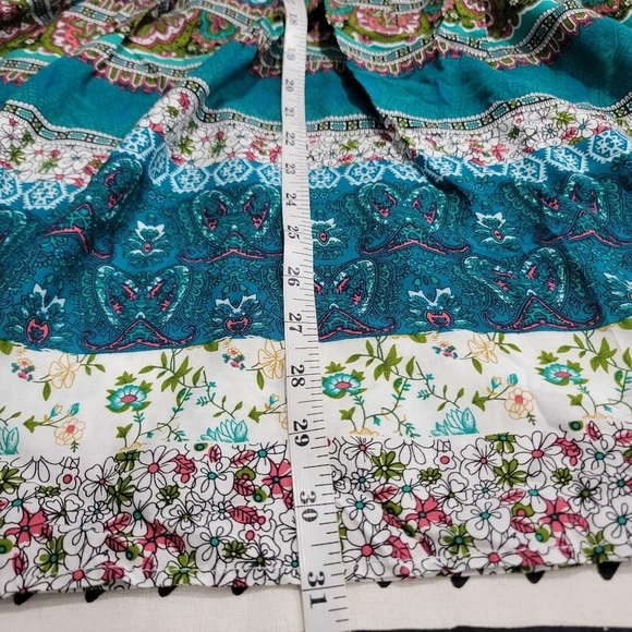 Mokingtop Women's Bohemian Floral  V-neck tied up 3/4 Bell Sleeve Dress M - Picture 8 of 11